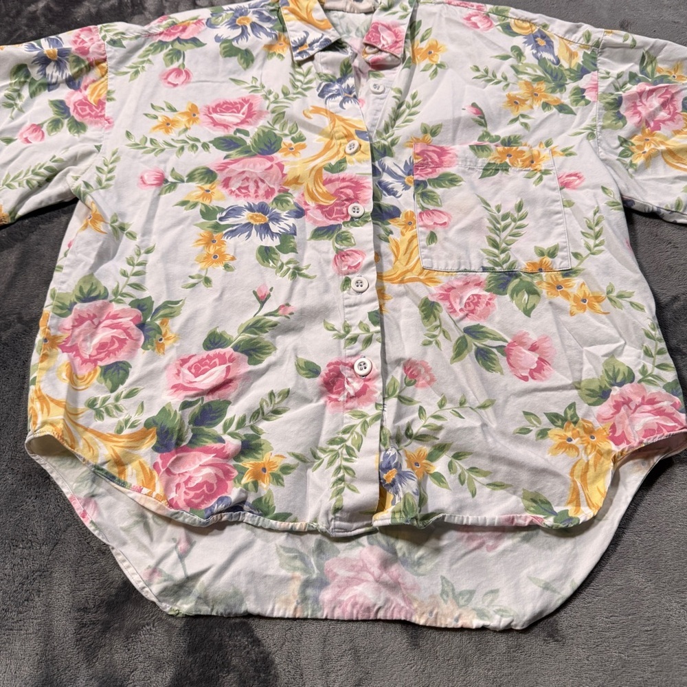Vintage Bechamel Shirt - Floral Short Sleeve Button-Up - Size Small - Picture 8 of 9